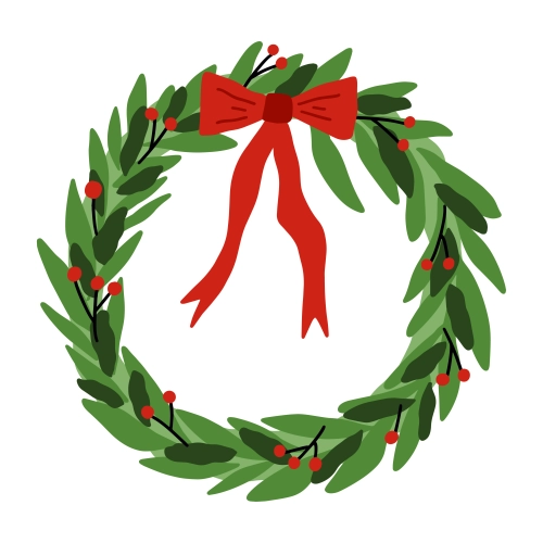 Christmas Wreath with Red Bow Cutout | Festive Decoration